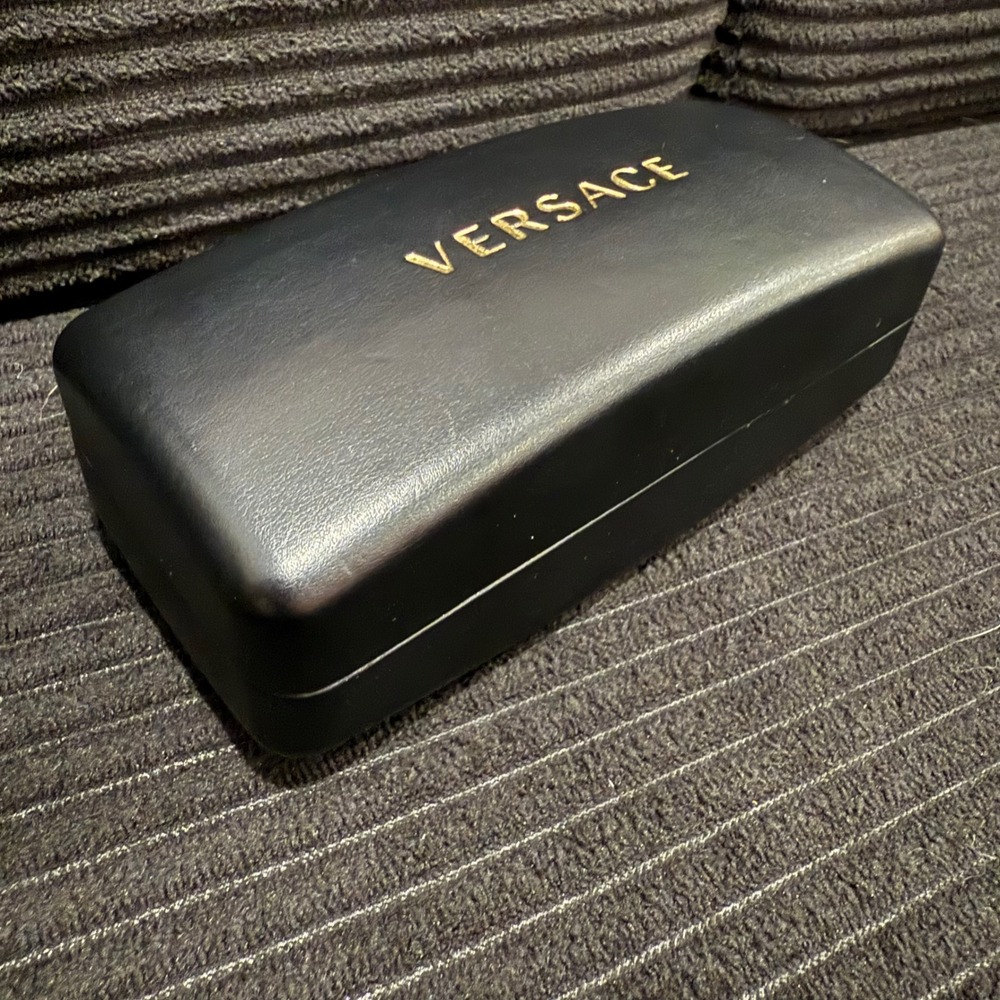 Versace Black Hard Shell Sunglasses Case Gold Logo Large Designer Case Only